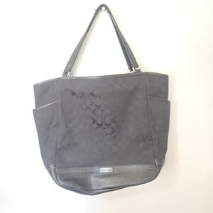 COACH Park Signature Carrie Black Tote Handbag Purse Womens Bag